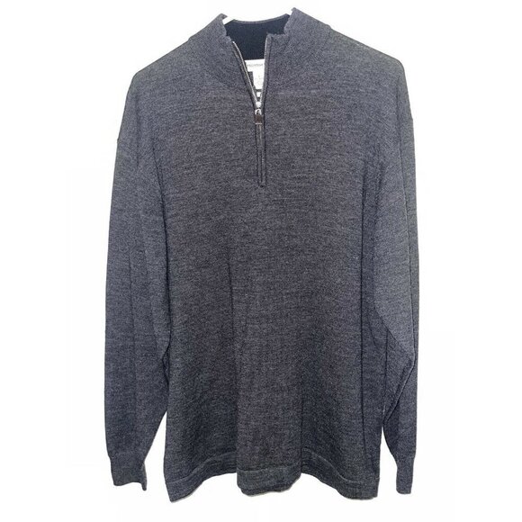 𝅺PRONTO Uomo 100% Merino Wool Long Sleeve Pullover Henley Sweater Mens Large B1 - Picture 1 of 6